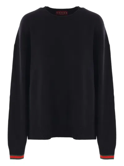 Gucci Web Stripe-trimmed Sweater In Black