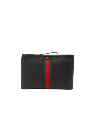Gucci Web Stripe Wallet In Black