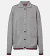 Gucci Web Stripe Wool And Cashmere Cardigan In Gray