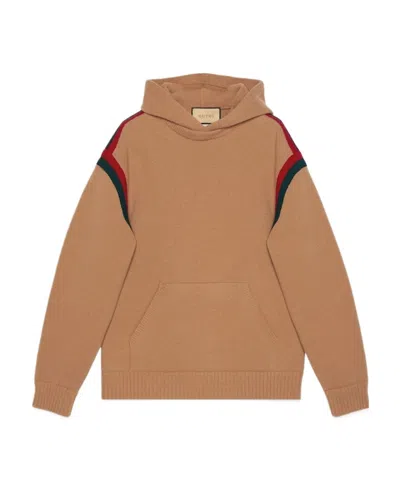 GUCCI WEB-STRIPE WOOL HOODIE