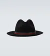 Gucci Web Stripe Wool Panama Hat In Black