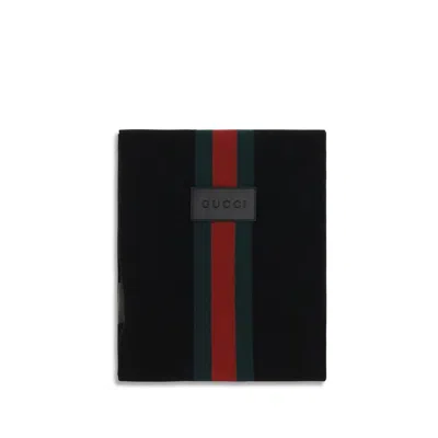 Gucci Web Stripe Wool Scarf In White