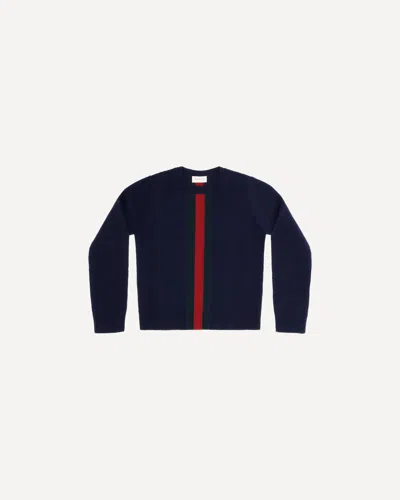 Gucci Web Stripe Wool Sweater For Girl In Blue