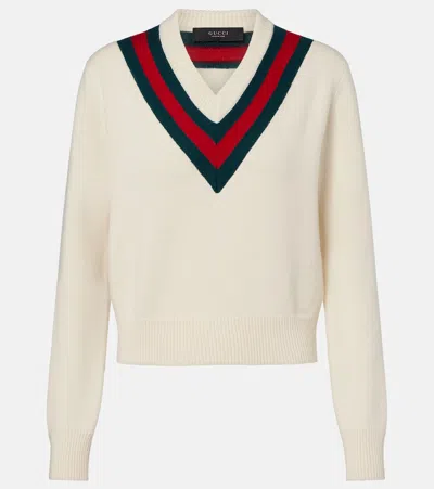 GUCCI WEB STRIPE WOOL SWEATER