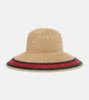 Gucci Web-stripe Woven Straw-effect Hat In Neutral