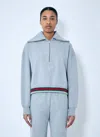 Gucci Grey Sweatshirt With Half Zip Closure And Web Detail On The Waist In Jersey Woman In Gray