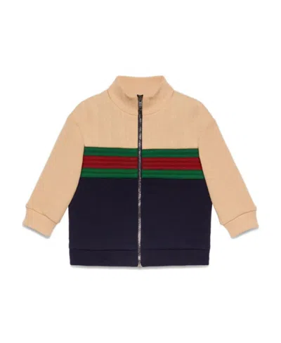 Gucci Web-stripe Zipped Cotton Jacket In Nude