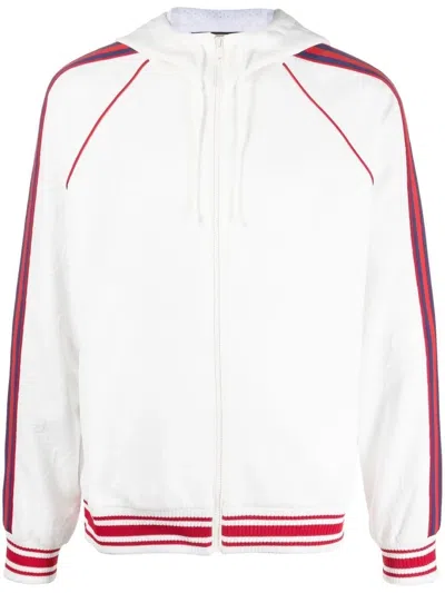 Gucci Web Stripe Zipped Hoodie In White