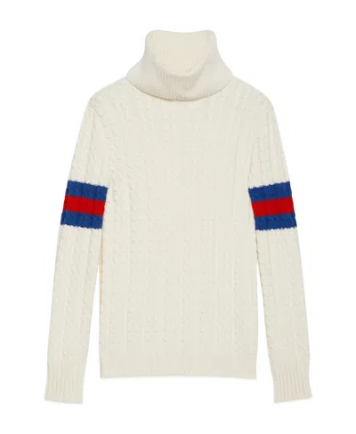 Gucci Web-striped Cashmere Jumper In White