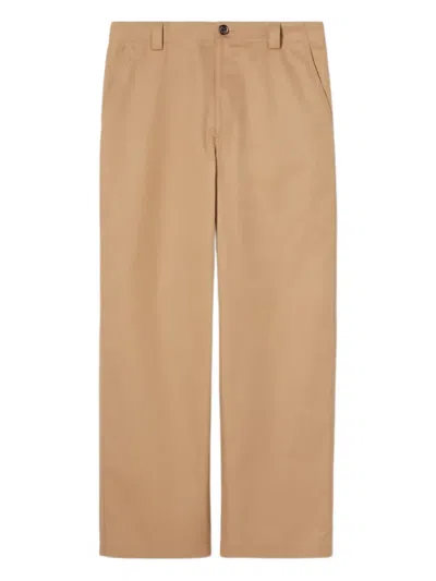 Gucci Web-striped Cotton Twill Trousers In Neutral