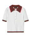 Gucci Web Stripe Cotton-blend Lace Polo Shirt In White