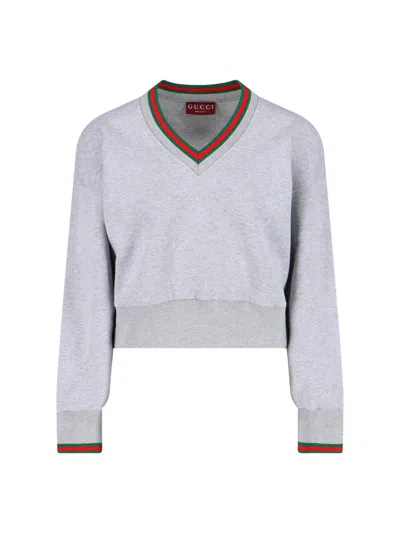 Gucci 'web' Sweater In Gray