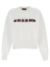 Gucci Women White Crewneck Sweatshirt With Logo Print And Web Detail In Cotton Woman In White