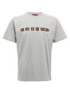 Gucci Grey Crewneck T-shirt With Logo Lettering And Web Detail On The Front In Cotton Woman In Gray