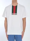 Gucci Men White Crewneck T-shirt Wth Maxi Web Print With Logo Lettering On The Front In Cotton Man In Gray