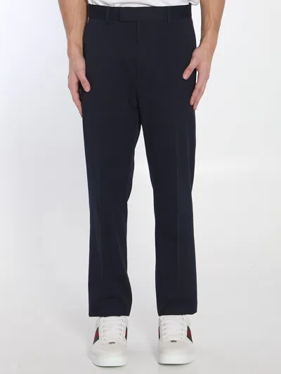 Gucci Web-stripe Tailored Trousers In Blue