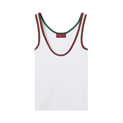 Pre-owned Gucci Web Tank Top 'white' | Women's Size M