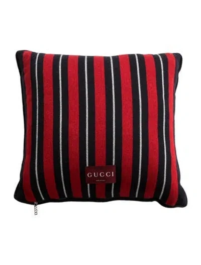 Pre-owned Gucci Web Throw Pillow In Blue