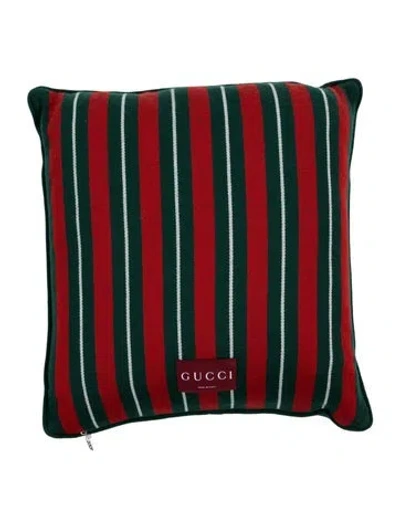 Pre-owned Gucci Web Throw Pillow In Green