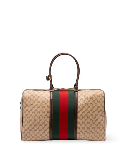 Gucci Web` Tote Bag In Sand