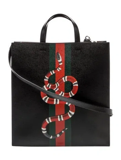 Pre-owned Gucci Web Tote In Black
