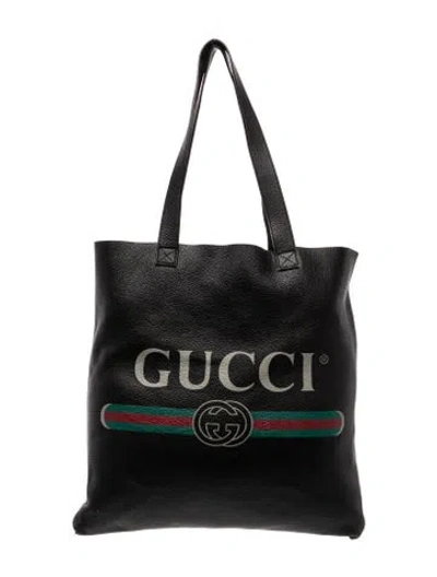 Pre-owned Gucci Web Tote In Black