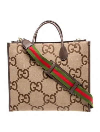Pre-owned Gucci Web Tote In Brown
