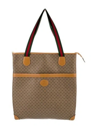 Pre-owned Gucci Web Tote Large In Neutral