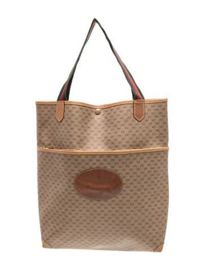Pre-owned Gucci Web Tote In Neutrals
