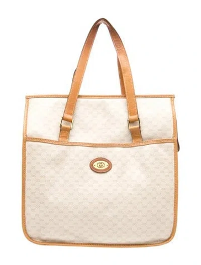 Pre-owned Gucci Web Tote In Neutrals