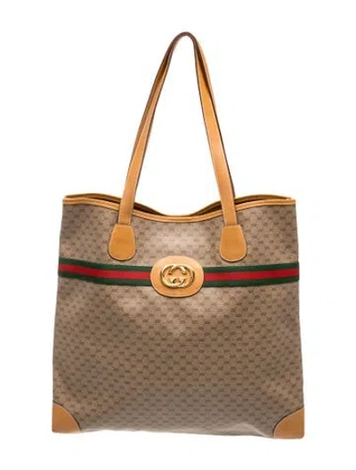 Pre-owned Gucci Web Tote In Neutrals
