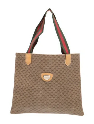 Pre-owned Gucci Web Tote Vintage In Neutral