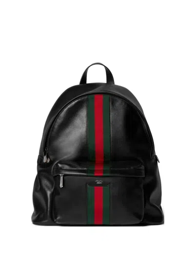 Gucci Web Trademark Backpack In Black