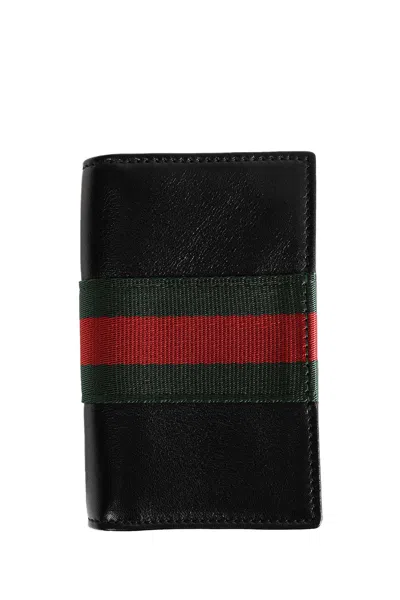 Gucci Web Trademark Card Case In Brown