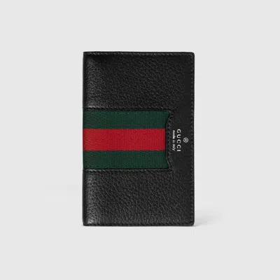 Gucci Web Trademark Card Case In Black