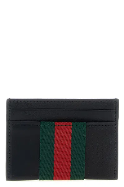 Gucci 'web Trademark' Card Holder In Black