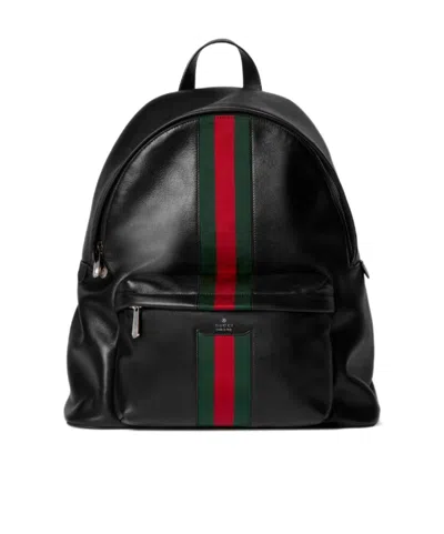 Gucci Web Trademark Large Backpack In Black