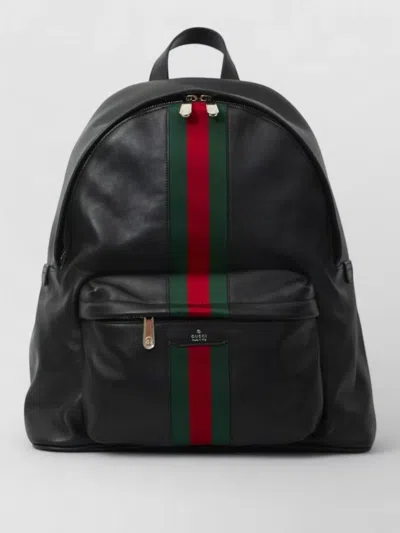 Gucci Web Trademark Large Leather Backpack