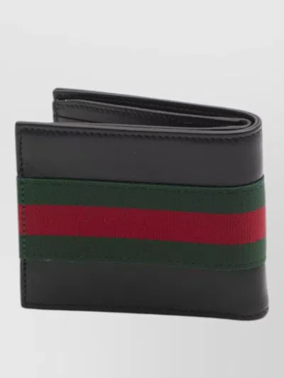 Gucci Web Trademark Leather Bifold Wallet In Multi