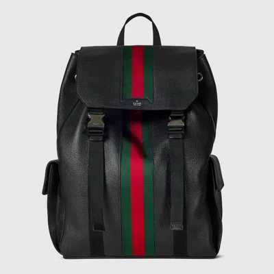 Gucci Web Trademark Medium Backpack In Black