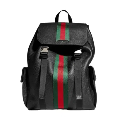 Gucci Web Trademark Medium Backpack In Black
