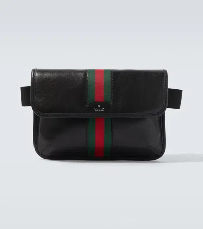 Gucci Web Trademark Small Leather Belt Bag
