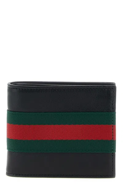Gucci 'web Trademark' Wallet In Black