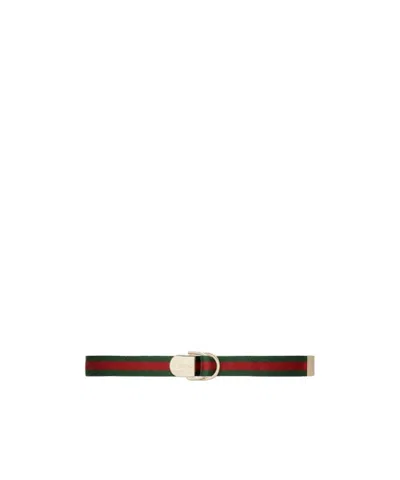 Gucci Web-trim Buckle Belt In Green