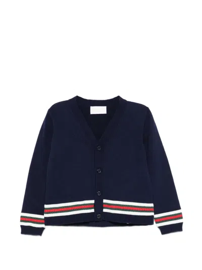 Gucci Web-trim Cardigan In Blue