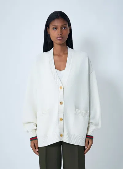 Gucci Web Trim Cardigan In White