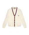 Gucci Gg-embroidered Web-stripe Cotton Cardigan In Nude