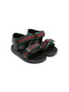 Gucci Black Web Strap Leather Straps In Black