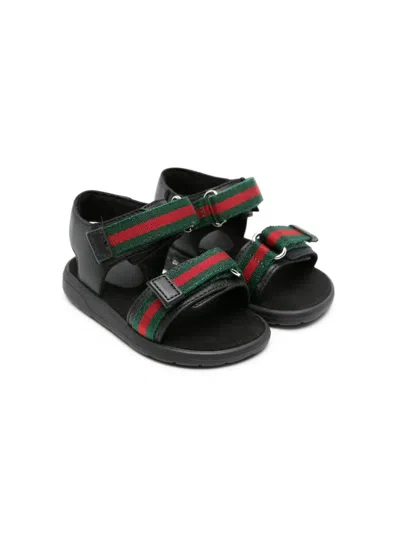 Gucci Kids' Black Web Strap Leather Straps