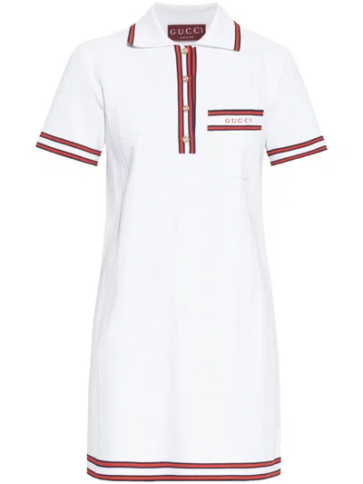 Gucci Web-trim Polo Dress In White